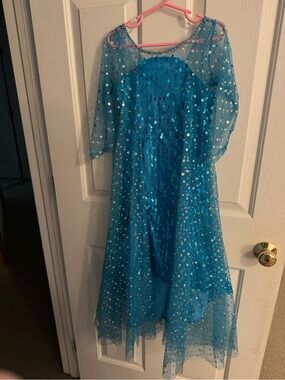 Blue Sparkle Girls' Sequin Princess Costume Dress (Elsa) size 4-6